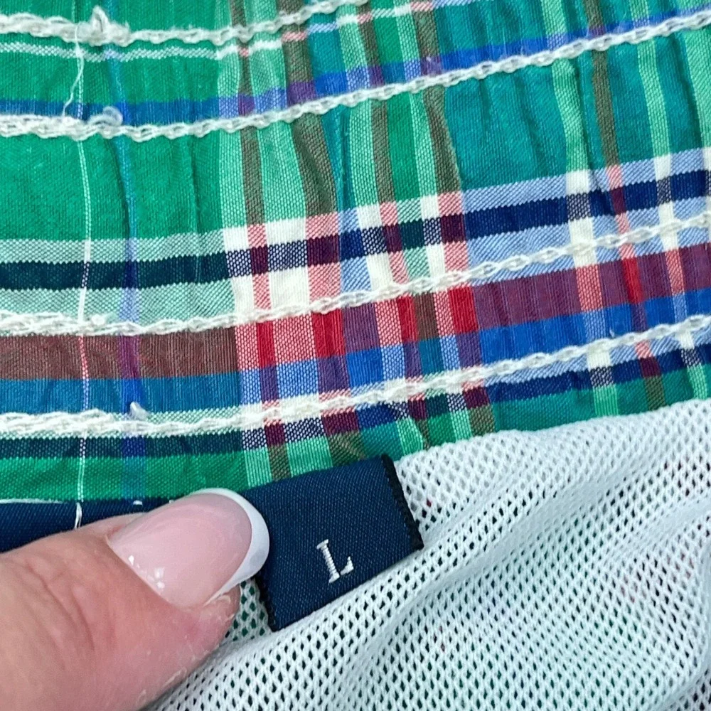 Vintage‎ Polo Ralph Lauren Swim Trunks Men Large Green Bored Shorts 90s Tartan